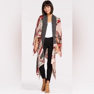 Free People Morning Glory Mixed Media Cutout Kimono OS